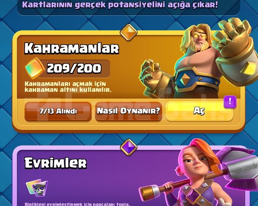 16lvl olmak üzere 34 evo 7+1 kahraman 111 emoji