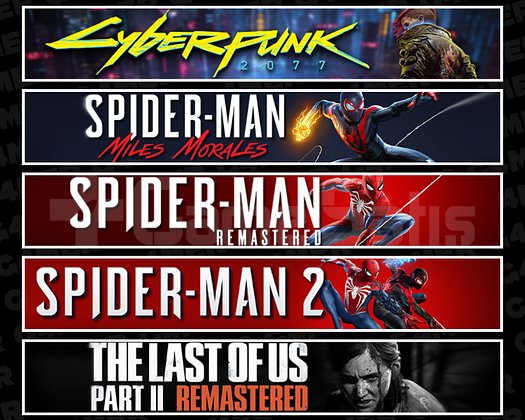 Cyberpunk + Miles + Spider 1 + Spider 2 + TLOU2
