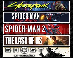 Cyberpunk + Miles + Spider 2 + TLOU1 + Tsushima