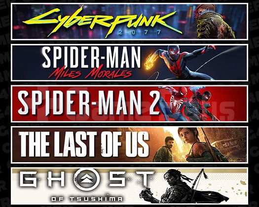 Cyberpunk + Miles + Spider 2 + TLOU1 + Tsushima