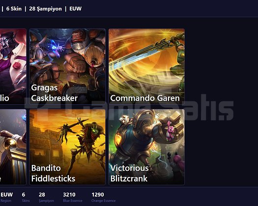 EUW / 42 LVL + 6 SKİN + ESKİ SEZON DİA 4 + MAİL !