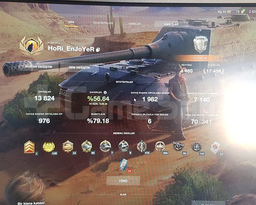 SATILIK WORLD OF TANKS BLİTZ HESABI+1WOT PC HESABI