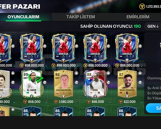 127 Max Gen kadro 7milyar coins 25 bin parça