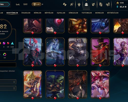Zümrüt elo Unranked Tr hesabı 312 level 182 kostüm