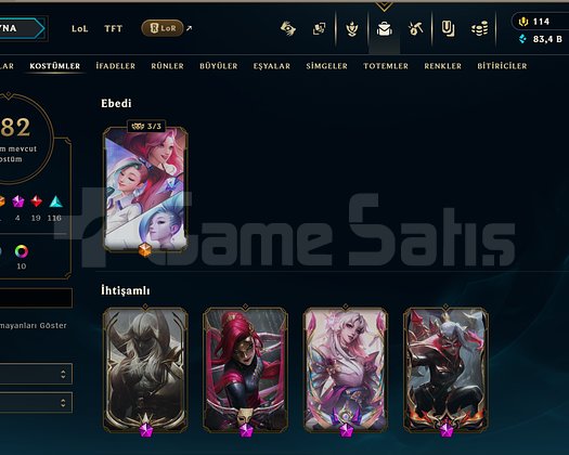 Zümrüt elo Unranked Tr hesabı 312 level 182 kostüm