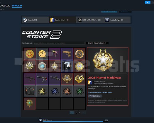CS ENVANTERLİ 102 SEVİYE STEAM HESABI
