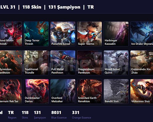 TR / 31 LVL + 118 SKİN + UNRANKED + 2022 ÇAR!!