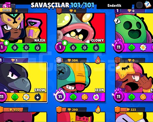 Brawl Stars Tüm Karakterli EMEK Hesabı+Squad Bust.