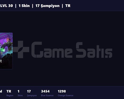 TR / 30 LVL + 1 SKİN + UNRANKED + FRESH!!