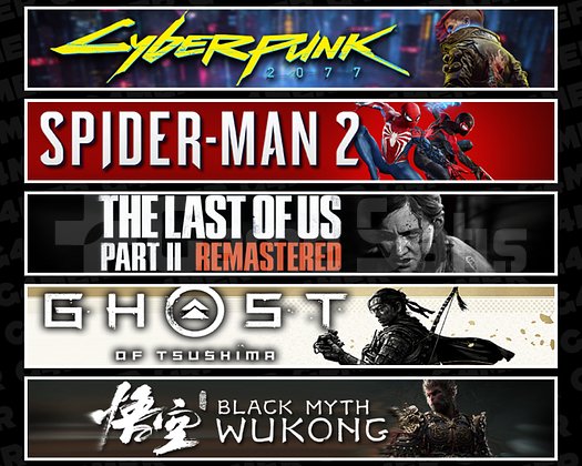Cyberpunk + Spider 2 + TLOU2 + Tsushima + Wukong