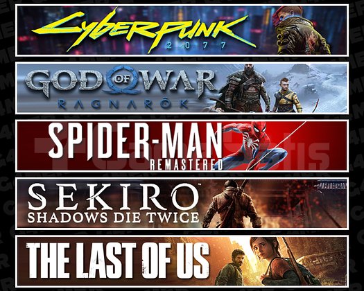 Cyberpunk + Ragnarök + Spider 1 + Sekiro + TLOU1