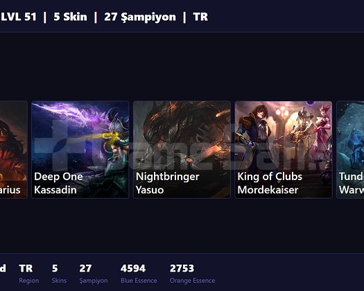 TR / 51 LVL + 5 SKİN + GECENİN KILICI YASUO !!