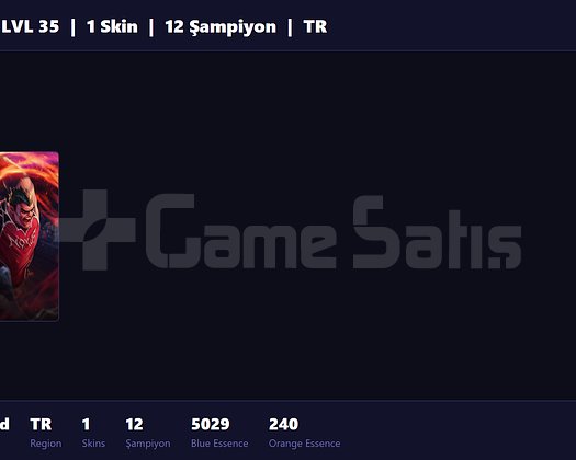 TR / 35 LVL + 1 SKİN + FRESH + RANK HAZIR !!