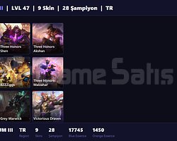 TR / 47 LVL + 9 SKİN + PLATINUM III !!