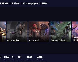 EUW / 60 LVL + 5 SKİN + FRESH + FRESH HAZIR !!
