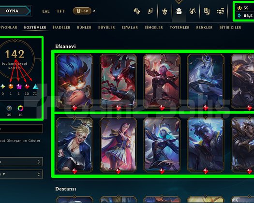 EUW + 421 LEVEL + 142 KOSTÜM + GOLD 4 + MAİL!