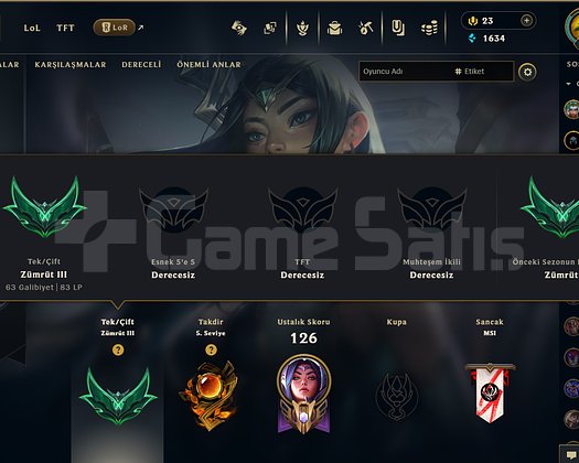 TR zümrüt hesap yüksek MMR 65wr