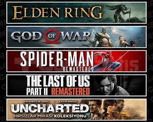 Elden + GOW + Spider 1 + TLOU2 + Uncharted