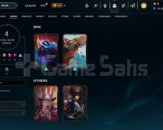 TR Gold 3 | 4 Kostüm - 11K Mö | LoL Hesap