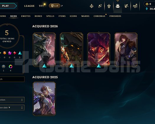 TR Gold 1 | 5 Kostüm - 36K Mö | LoL Hesap