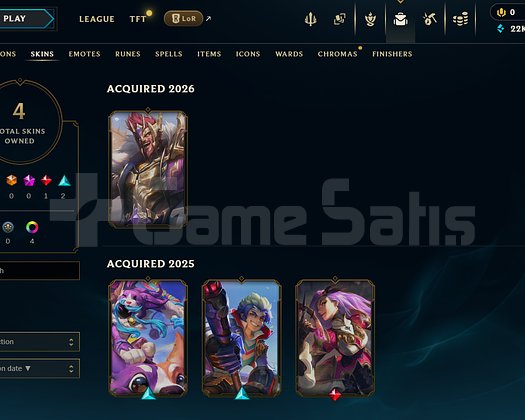TR Gold 3 | 4 Kostüm - 22K Mö | LoL Hesap