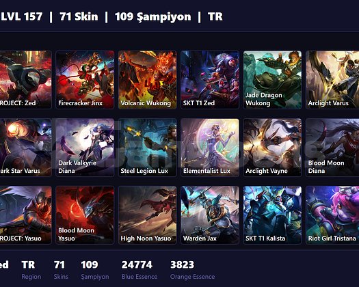 TR / 157 LVL + 71 SKİN + UNRANKED + 2023 ACC !