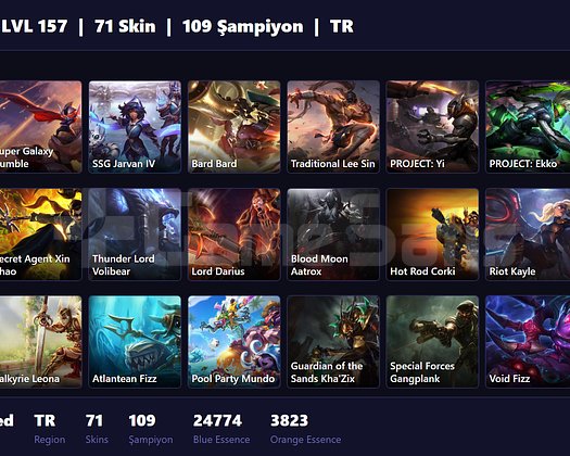 TR / 157 LVL + 71 SKİN + UNRANKED + 2023 ACC !