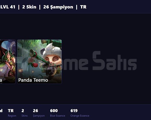 TR / 41 LVL + 2 SKİN + DEMİR MMR !