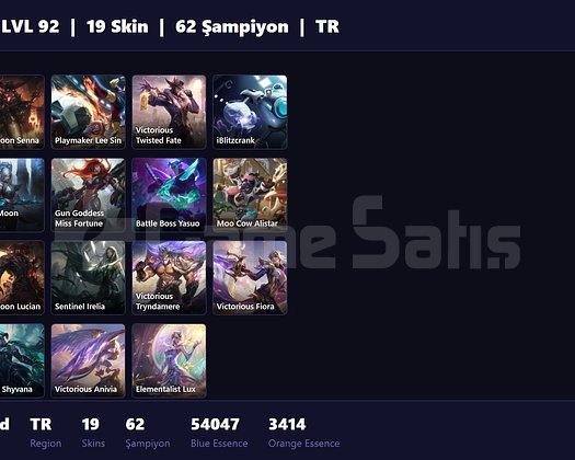 TR / 92 LVL + 19 SKİN + ÖNCEKİ SEZON DIA 3 !!