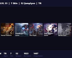 TR / 33 LVL + 7 SKİN + UNRANKED !!