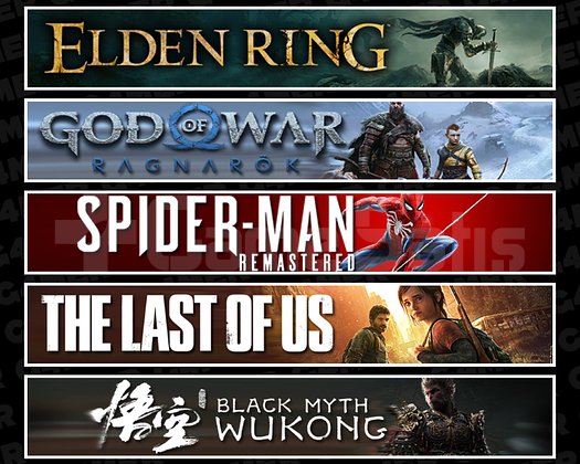 Elden + Ragnarök + Spider 1 + TLOU1 + Wukong