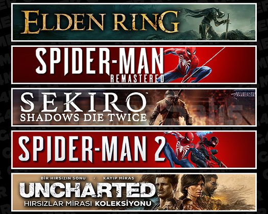 Elden + Spider 1 + Sekiro + Spider 2 + Uncharted