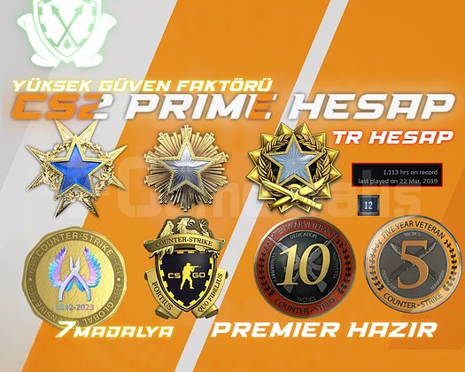 TR HESAP 7 MADALYA+ 1113 SAAT+ FACEIT / 12 YIL