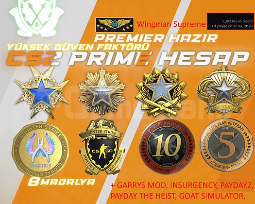 8 MADALYA + 1360 SAAT + FACEIT + SUPREME WINGMAN