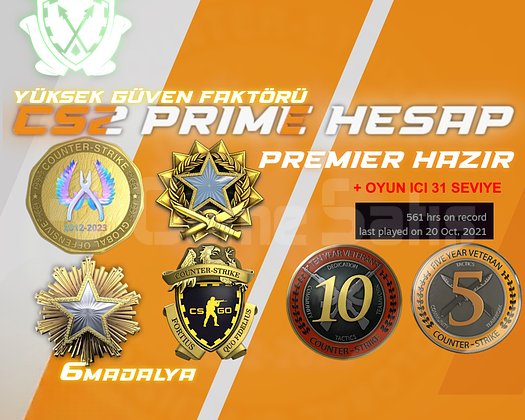 6 MADALYA + 560 SAAT + FACEIT + OYUN ICI 31 LEVEL