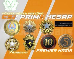7 MADALYA / 1200 SAAT + FACEIT + PREMIER HAZIR