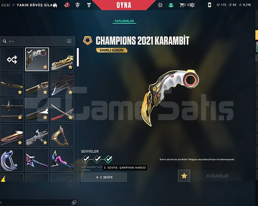 CHAMP 21,22,24,25 Lİ 15 VANDALLI 10 BIÇAKLI HESAP