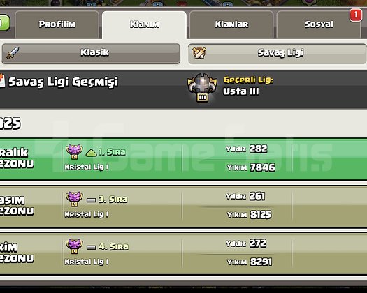 26 SEVİYE 27 OLACAK USTA 3 LİGİNDE ÇİÇEK GİBİ KLAN