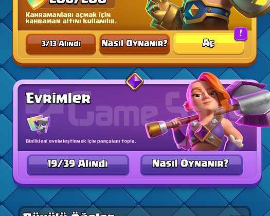 65 seviyeli dolup hesap yüksek seviyeli kartlar