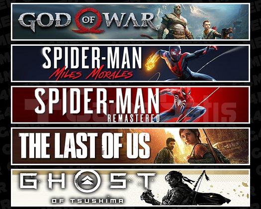 GOW + Miles + Spider 1 + TLOU1 + Tsushima