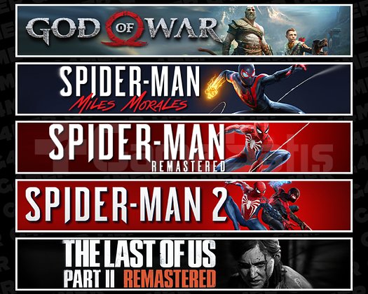 GOW + Miles + Spider 1 + Spider 2 + TLOU2