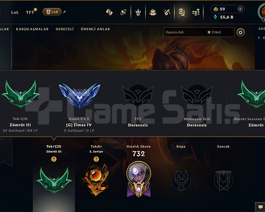 558 KOSTÜM 583 LVL 56K ÖZ EFSANE DOLU MAİL HESAP