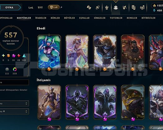 557 KOSTÜM 458K ÖZ 1272 LVL 1250 RP DOPDOLU HESAP