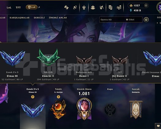 557 KOSTÜM 458K ÖZ 1272 LVL 1250 RP DOPDOLU HESAP