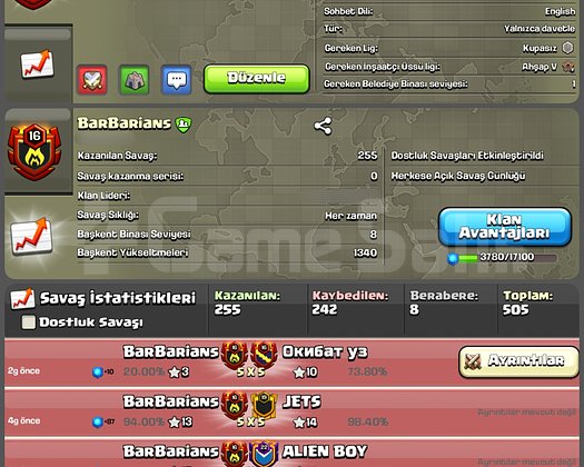 16 LVL GÜZEL İSİMLİ KLAN