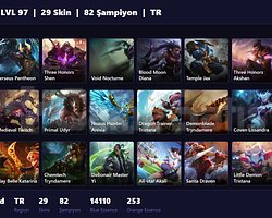 TR / 97 LVL + 29 SKİN + RANK HAZIR !!