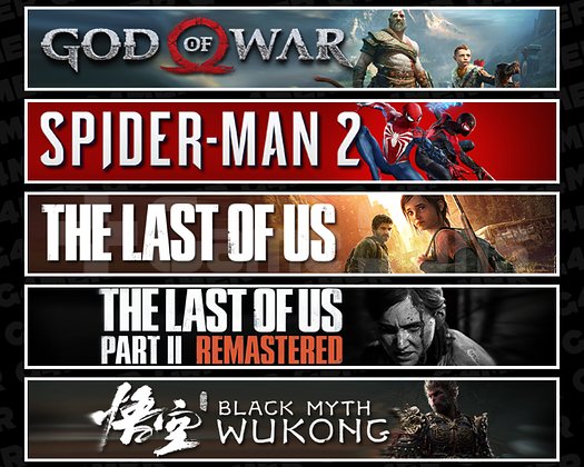 GOW + Spider 2 + TLOU1 + TLOU2 + Wukong