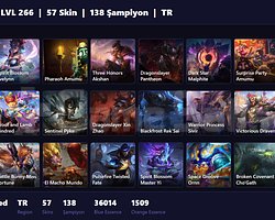 TR / 266 LVL + 57 SKİN + UNRANKED !!