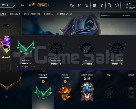 ZÜMRÜT 4 TR TEMİZ LOL HESABI
