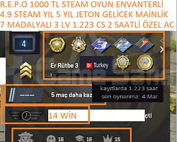 7 MADALYALI 3 LV 1.223 CS 2 SAATLİ R.E.P.O 1000 TL